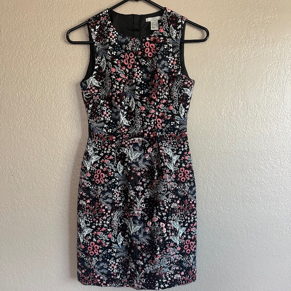 H&M Black Floral Dress Size 2 Cottagecore GardenGirl Coquette